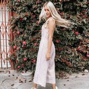 Stripe Tie Shoulder Jumpsuit